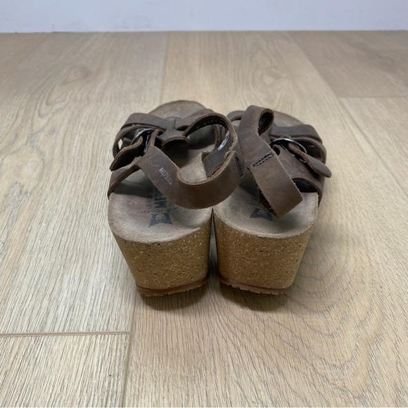 Mephisto Muguet Quarter Strap Brown Leather Wedge Sandal Orthopedic - Picture 5 of 5